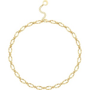 18K Gold Plated Paperclip Choker with Freshwater Cultured Pearl Pendant, Dainty Satellite Chain Necklace - 1 of 4
