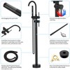 Brushed Nickel Floor Mounted Bathtub Faucet Set Tub Filler Shower Portable Head Rotatable Nozzle - 4 of 4