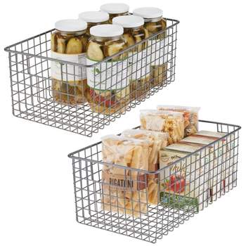 mDesign Metal Wire Food Organizer Basket with Built-In Handles - 16 x 9 x 6