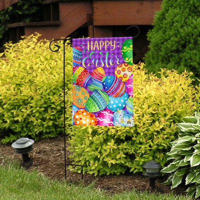 Colorful Multi-Patterned Easter Eggs Outdoor Garden Flag