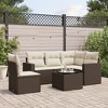 vidaXL 6 Piece Patio Sofa Set with Cushions Brown Poly Rattan - Brown and cream With table - 2 of 4