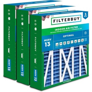 Filterbuy 17.5x21x5 Air Filter (3-Pack), Pleated MERV 13 Health Defense Replacement HVAC AC Furnace Air Filters Replacement for Rheem, Ruud, & Protech - 1 of 4