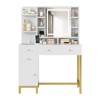 Makeup Vanity Desk with Mirror and Lights,3 Lighting Color,with 3 Drawers, 8 Shelves, 1 Cabinet and Power Outlet for Bedroom Dressing Room - 4 of 4