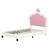 Princess Bed with Crown Headboard PU Upholstered Bed Frame for Girls Bedroom,Modern Cream Style-Maison Boucle - 4 of 4
