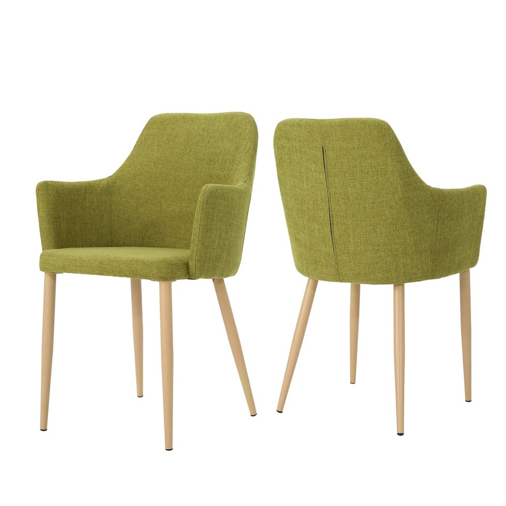 Photos - Chair Set of 2 Zeila Mid - Century Dining  Green - Christopher Knight Home