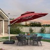 PURPLE LEAF Outdoor Patio Umbrella Offset Cantilever with Base 360 Degree Rotation Round Market Umbrella for Deck Pool and Garden - 2 of 4