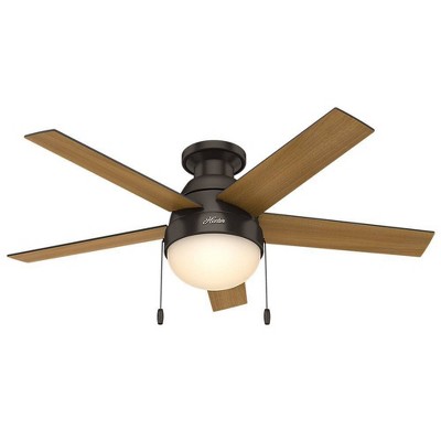 46" Anslee Low Profile Ceiling Fan Bronze (Includes Light Bulb) - Hunter