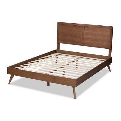 Walnut Brown Mid-Century Modern King Platform Bed