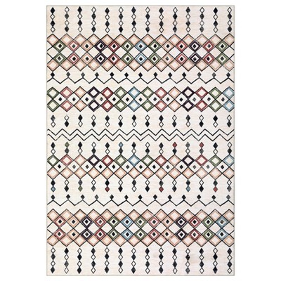 Washable Area Rug Vintage Trellis Accent Rugs Non Slip Rug Foldable Stain Resistant Geometric Low Pile Indoor Carpet for Bedroom Living Room