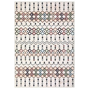 Washable Area Rug Vintage Trellis Accent Rugs Non Slip Rug Foldable Stain Resistant Geometric Low Pile Indoor Carpet for Bedroom Living Room - 1 of 4