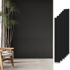 SMARTSTANDARD 94.09 in. x 7.87 in. x 0.9 in. Slat Wood Acoustic Sound Absorbing 3D Decorative Wall Paneling, 6-Pack - 1 of 4