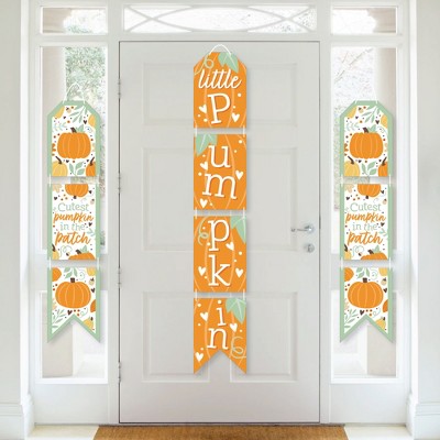Big Dot of Happiness Little Pumpkin - Hanging Vertical Paper Door Banners - Fall Birthday Party or Baby Shower Wall Decoration Kit - Indoor Door Decor