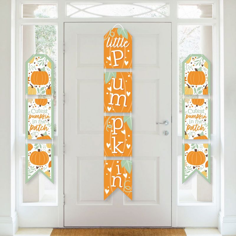 Big Dot of Happiness Little Pumpkin - Hanging Vertical Paper Door Banners - Fall Birthday Party or Baby Shower Wall Decoration Kit - Indoor Door Decor, 1 of 8