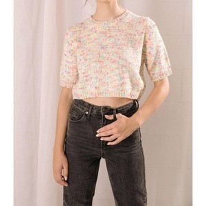 Women's SPECKLED MINI KNIT SWEATER TOP - Sweet en Forme - 1 of 3