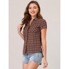 INSPIRE CHIC Women's Classic Short Sleeve Button Down Plaid Shirt - 2 of 4