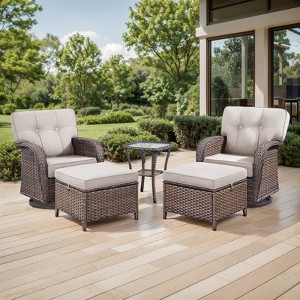 Belord 5 Pieces Small Patio Furniture Set with Patio Swivel Gliding Rocker Chairs, Weather Resistant Outdoor Conversation Set with Wide Back Rocker - 1 of 4