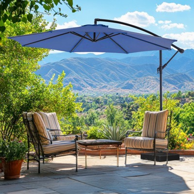 VisioGear Patio Umbrellas, Cantilever Umbrella with 8 Ribs, Outdoor Sun Shade with Wind Vent for Lawn Garden Pool, Blue, 117.6"*84.72"*117.6"