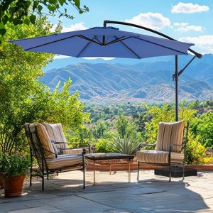 DSVIMOY Patio Umbrellas, Cantilever Umbrella with 8 Ribs, Outdoor Sun Shade with Wind Vent for Lawn Garden Pool, Blue, 117.6"*84.72"*117.6" - 1 of 4