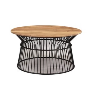 Finch Round Coffee Table In Acacia Wood Brown - Timbergirl - 1 of 3