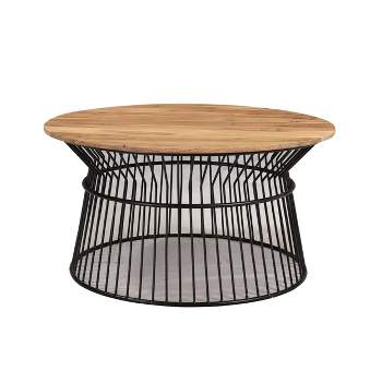 Finch Round Coffee Table In Acacia Wood Brown - Timbergirl