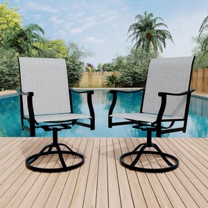 Acekool 2-Pack Outdoor Swivel Dining Chairs with Breathable Textilene Back, 360° Swivel & Rocking Patio Sling Chairs for Poolside & Garden - 1 of 4