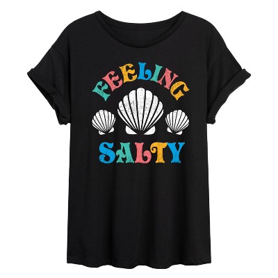 Women's - Instant Message - Feeling Salty Shells Oversized Graphic T-Shirt