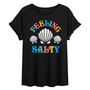 Women's - Instant Message - Feeling Salty Shells Oversized Graphic T-Shirt - 1 of 4