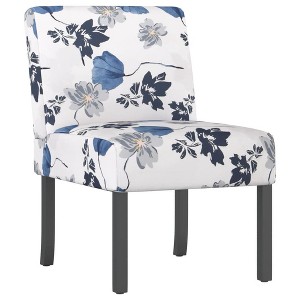 vidaXL Slipper Chair Blue Flower Fabric - 1 of 4