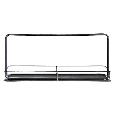 36" x 16" Metal Framed Wall Mirror with Shelf Black - 3R Studios