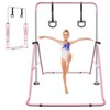 VisioGear Kids Gymnastic Bar, Multi-Functional Adjustable Height Children's Horizontal Gymnastic Bar With Bear Rings, Pink, 39"*57"*51" - 2 of 4
