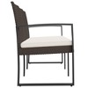 vidaXL 3-Seater Patio Bench with Cushion, Brown PP Rattan - 4 of 4