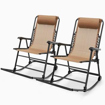 Tangkula 2PCS Patio Folding Rocking Chair Outdoor Portable Lounge Rocker