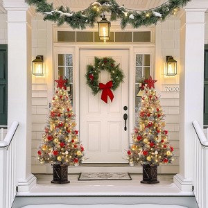 4.5 FT  Premium Snow Flocked Artificial Christmas Tree, Mini Xmas Pine Tree for Christmas Decoration,Yard,Home,Office - 1 of 4