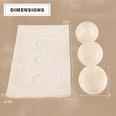 Rustic Luxe Off-White Plastic Decorative Tray and Orbs Set