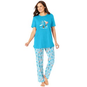 Dreams & Co. Plus Size Graphic Tee PJ Set - 1 of 4