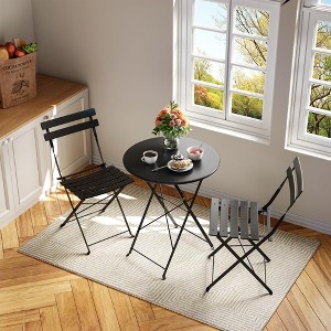 Bistro Table and Chairs Set, 3 Piece Foldable Patio Furniture Set, Outdoor & Indoor Bistro Set for Patio Balcony Porch Poolside, 2 Chairs and 1 Table - 1 of 4