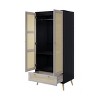 Chery Life 70.8" Tall Armoire Wardrobe Closet with 2 Rattan Doors & 1 Drawer with Hanging Rod for Bedroom, Natural+Black - 2 of 4