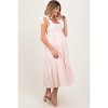 Pinkblush Light Pink Gingham Lace Trim Shoulder Tie Maternity Maxi Dress - 3 of 4