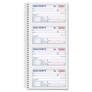 TOPS Money/Rent Receipt Spiral Book 2-3/4 x 4 3/4 2-Part Carbonless 200 Sets/Book 4161 - 1 of 3