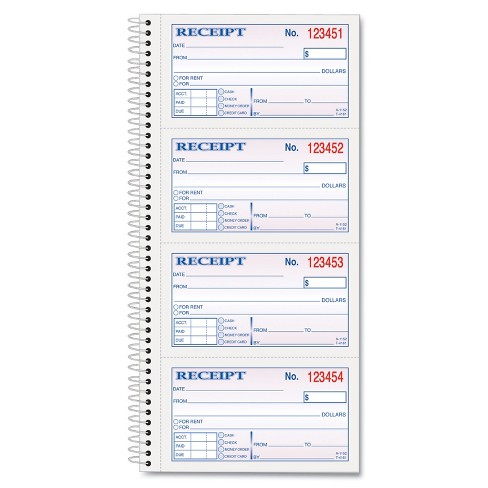 Tops Money Rent Receipt Spiral Book 2-3 4 X 4 3 4 2-part Carbonless 200 