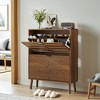 Racxily Medieval Shoe Cabinet, Walnut Finish Storage with 2 Flip Drawers for Corridor & Entrance - 3 of 4