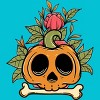 Girl's Design By Humans Halloween with Rose Illustration By rukurustudio T-Shirt - 2 of 2