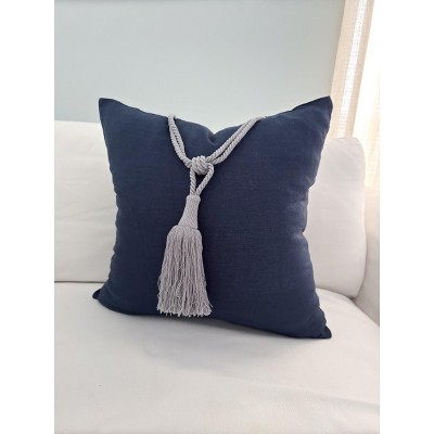Oversized Tassel Linen Pillow