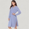 Anna-Kaci Lounge Women's Woven Stripe Long Sleeve Button Down Sleep Shirt with Lapel Collar and Curved Hem - 2 of 4