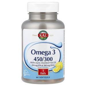 KAL Omega 3 450/300, 60 Softgels (1,280 mg per Softgel) - 1 of 4