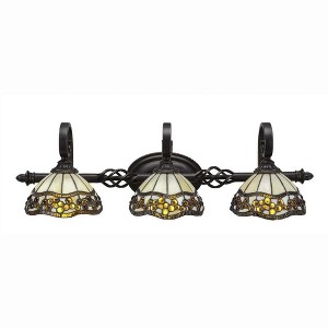 Toltec Lighting Elegante 3 - Light Vanity in  Dark Granite with 7'' Roman Jewel Art Glass Shade - 1 of 1