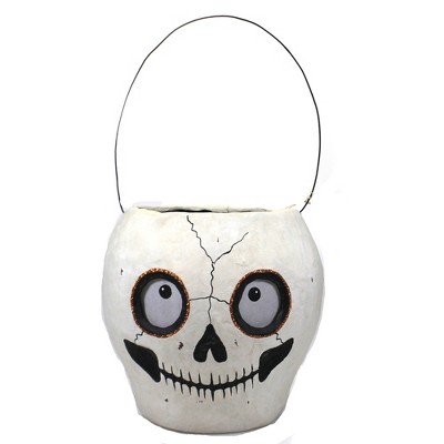 7.75 In Skull Bucket Velum Eyes Spooky Figurines