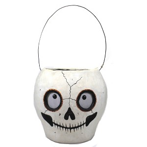 7.75 In Skull Bucket Velum Eyes Spooky Figurines - 1 of 3