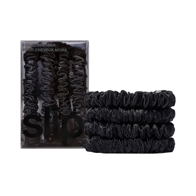 Slip 4 Pack Silk Skinny Scrunchies 100% Mulberry Silk, Anti-Crease, Gentle on Hair, stylish & Durable, Ideal for All Hair Types