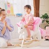 Qaba Kids Rocking Horse, Wooden Plush Ride-On Unicorn Chair Toy with Lullby Song for 18-36 months children - 3 of 4